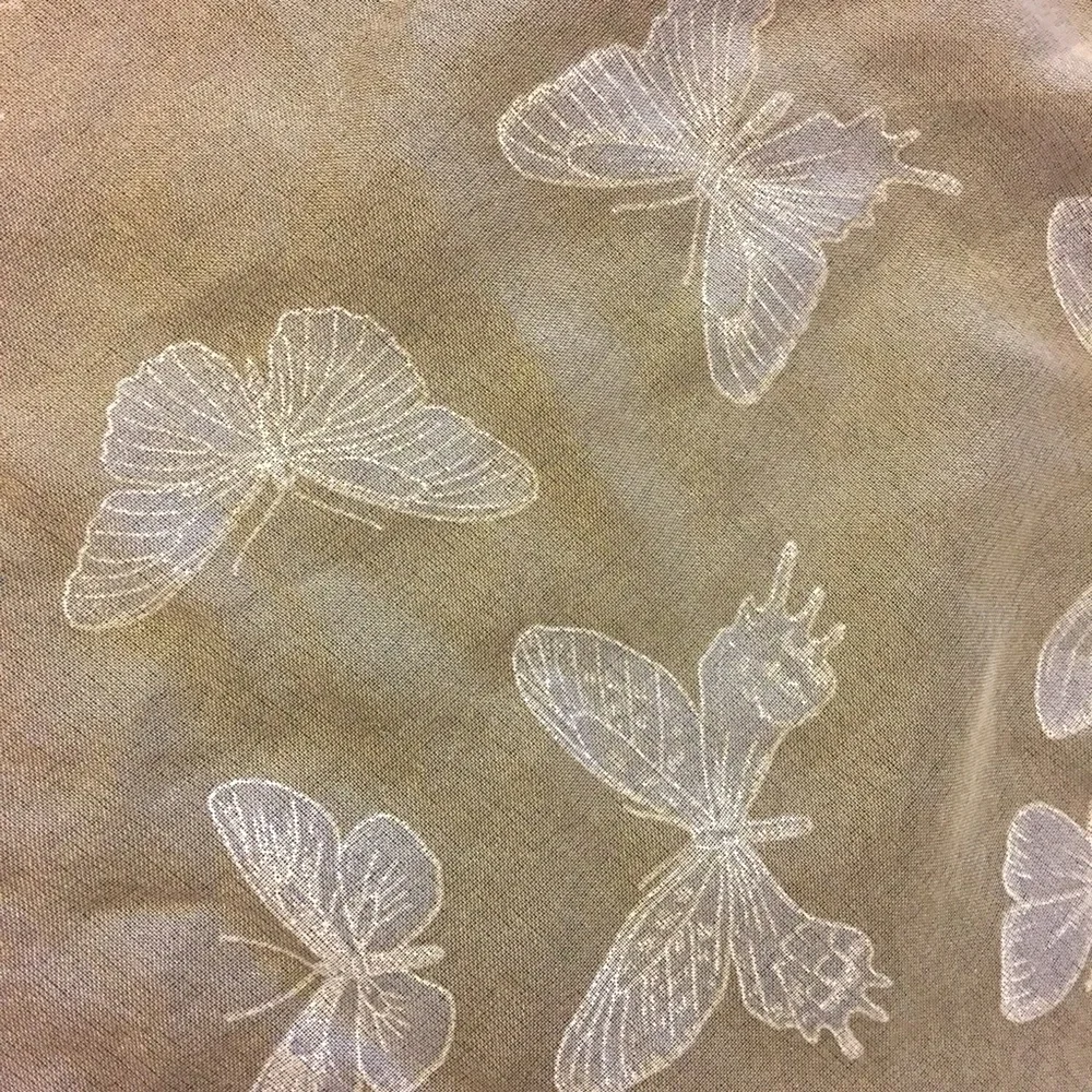 Tan butterfly bandana scarf 20” x 20”